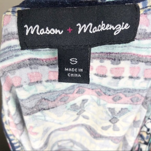 Mason + Mackenzie Ladder Back Aztec Tribal Stripe Tunic Tank Top Juniors - Picture 2 of 11